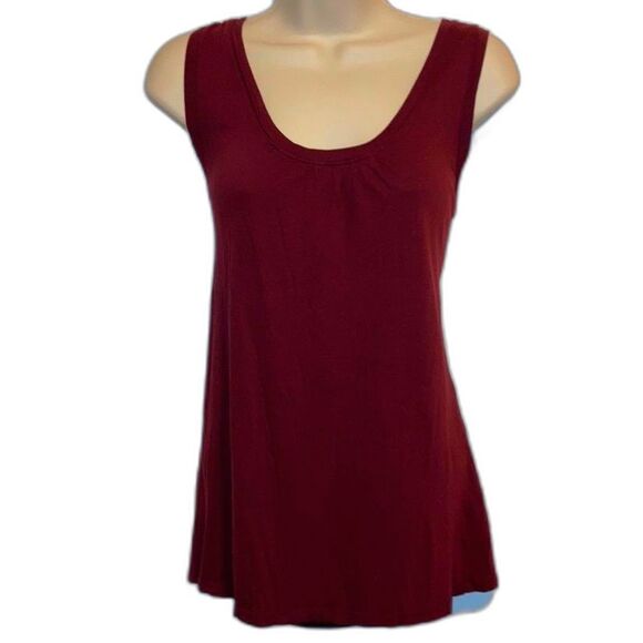 TALBOTS Pleated Front Knit Tank Top Burgundy Plum Womens XL - Picture 1 of 9